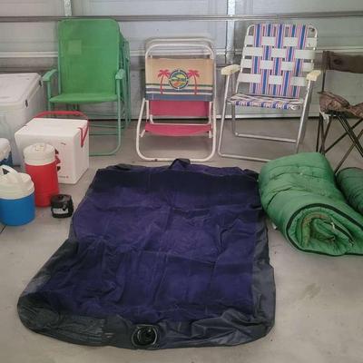 Sleeping Bag, Coolers, & Other Camping Gear