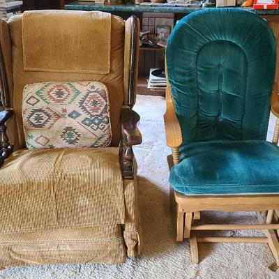 Two Wooden Glider Chairs