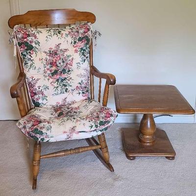 Wooden Rocker with Side Table