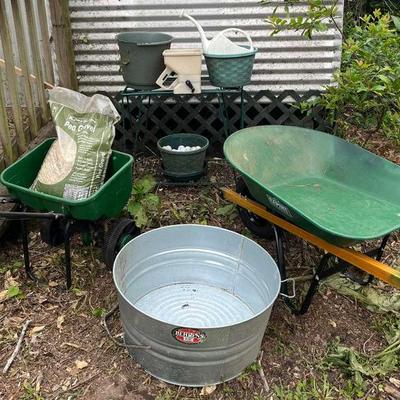 Expert Gardener Wheelbarrow, Scotts Spreader, & Other Planting Items