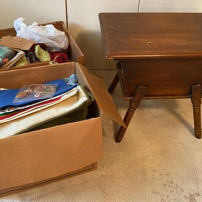 Sewing Cabinet with Two Boxes of Craft Items