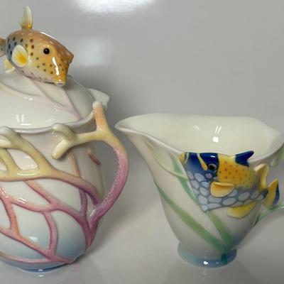 Franz “By The Sea” Porcelain Cream & Sugar Set, New No Box