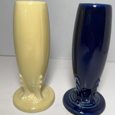 Fiesta Homer Laughlin Old Ivory & Cobalt Blue Bud Vases