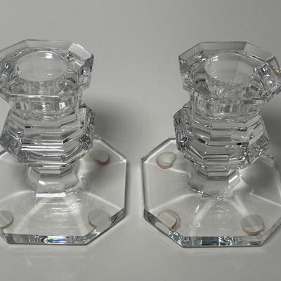 Baccarat France Crystal Regence Short 3.25" Candlestick Holders