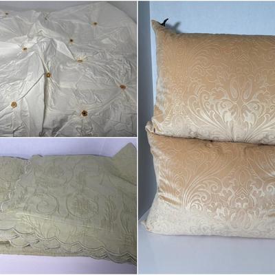 Linen Source King Supima Cotton Coverlet W/2 Euro Shams & Rodeo Home Accent Pillows 