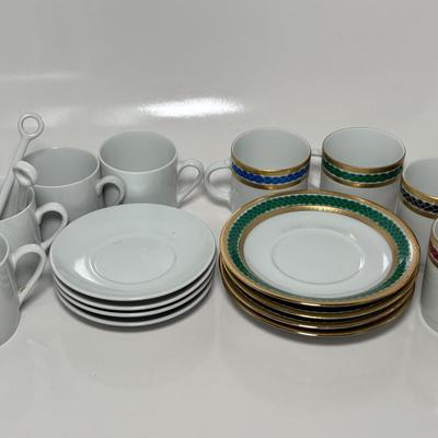 Tirschenreuth & White Porcelain Demitasse Cup & Saucer Sets