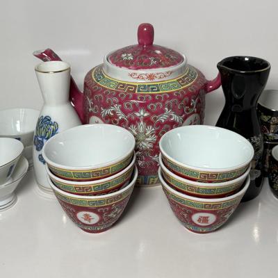 Vintage Japan Kiku-Masamune Sake Set, Mun Shou Longevity Tea Set & More