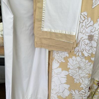 Floral Stitched King Size Coverlet With Skirt & Pillow Shams