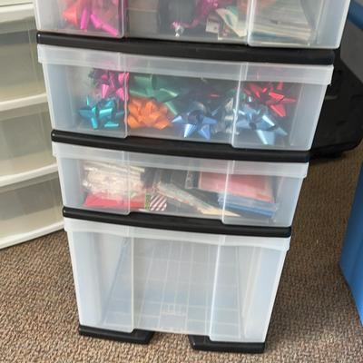 Four Drawer Storage Tower With Wrapping Supplies