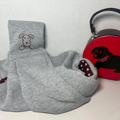 Small Red & Black Travel Food/Water Dish Bag & Puppy Sling 