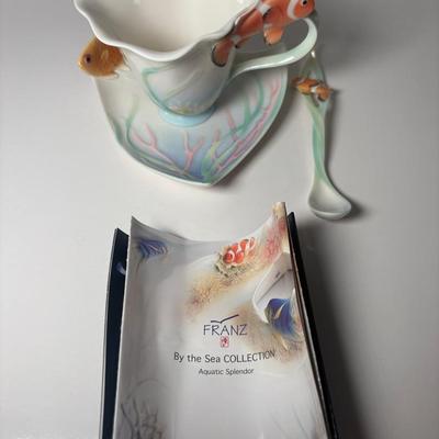 Franz “By The Sea” Sculptured Porcelain Cup/Saucer Set & Spoon, New/NewIn Box 