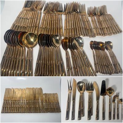 K. Thailand Brass Bamboo Flatware 