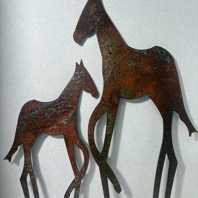 Pair Of Metal Horse Sculptures
