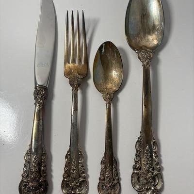 Grande Baroque By Wallace Sterling Silver Fork, Spoons & Knife