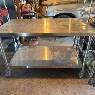 #2034 • Metal Rolling Commercial Table
