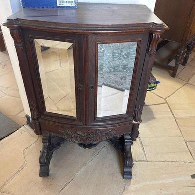 #3214 • Wooden Cabinet with Glass Doors
