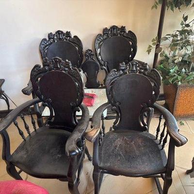 #3202 • 2 Wooden Chairs and Bench Seat
