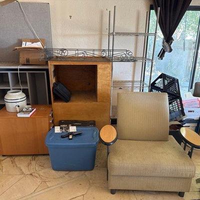 #3000 • 4-Tier Metal Rack, Chair, Rolling Filing Cabinet, Storage Tote, Milk Crates
