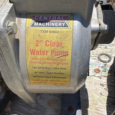 Sale Photo Thumbnail #124: #2532 • Central Machinery 2” Water Pump, Wagon and Tires
