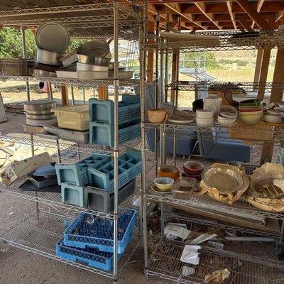 Sale Photo Thumbnail #134: #2800 • Metal Racks and Dishes
