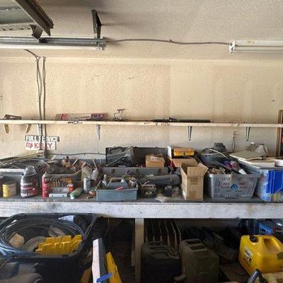#1500 • Tools, Tool Boxes, Shop Vac, Flash Light & Cans
