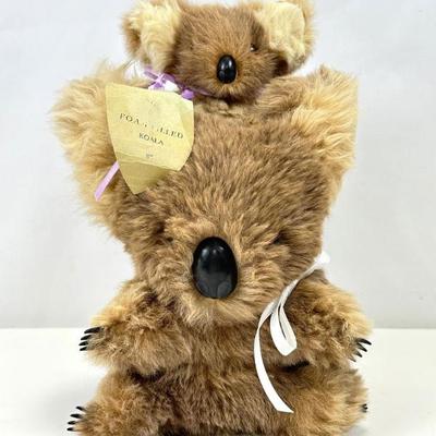 Lot #70 Vintage Stuffed Koala Bear With Attached Baby, Labeled Made in Australia by S&J Ferguson
