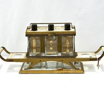 Lot #19 Mid Century Portable Brass Liquor Caddy with Lock & Key