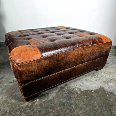 Lot #42 Tufted Leather Oversized Ottoman by Lee Furniture
