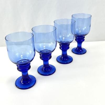 Lot #39 Vintage Large Cobalt Blue Goblets (Set of 4)