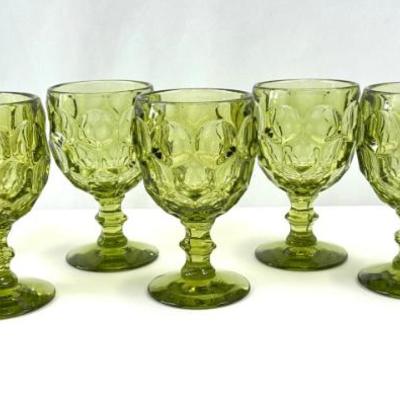 Lot #16 Mid Century Green Glass Goblets (Set of 6)