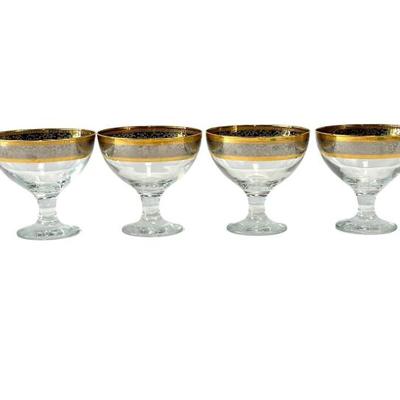 Lot #2 Vintage Gold Rimmed Champagne/Sherbet Glasses (Set of 4)