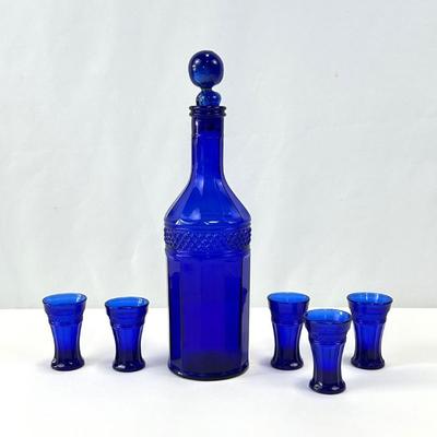 Lot #13 Cobalt Blue Decanter with Glasses