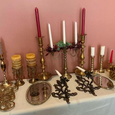 Brass Candle Stick, Wall Sconce And Decor Lot 