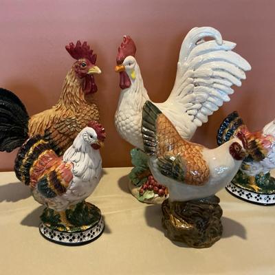 Majolica Roosters And Chickens 