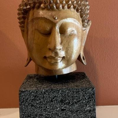 Wooden Thai Buddha Head Statue