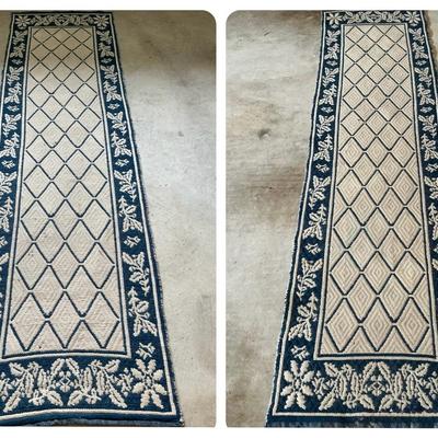 Two Blue & White Reversible Runners (99 x 27)