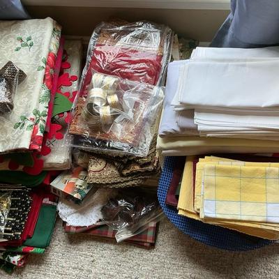 Massive Table Linen Lot With Napkins And Rings Included 