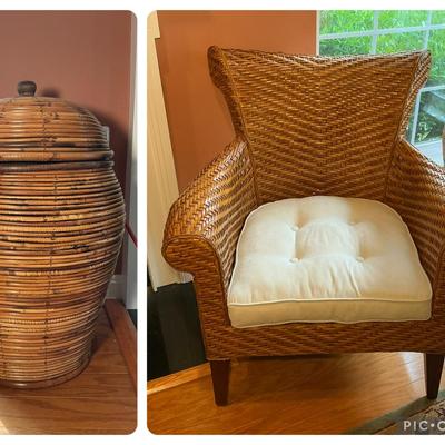 Wicker Armchair & Lidded Basket