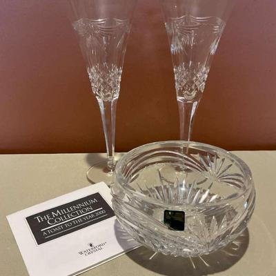 Waterford Crystal Bowl And Champagne Glasses 