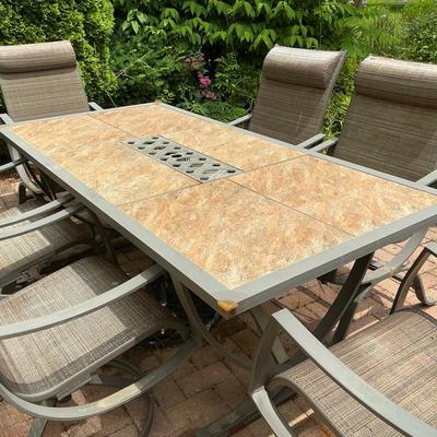 Tile Top Outdoor Table & Six Optional Chairs 