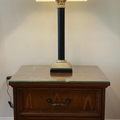 2 Drawer Nightstand & Black Table Lamp