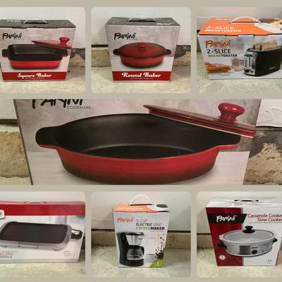 New in Box Parini Cookware - Griddle + Round, Square, Oval Bakers & More