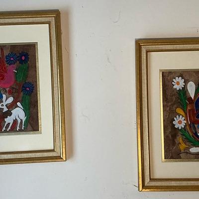 2 Mexican Folk Art Framed Paintings