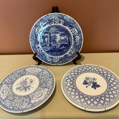 Spode Blue And White Wall Hanging Plates 