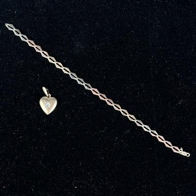 14K & 10K GOLD JEWELRY | Designed as a 14K white, yellow, and rose gold bracelet, alternating every 3 links, marked “SL / 14K”: 2.1g,...