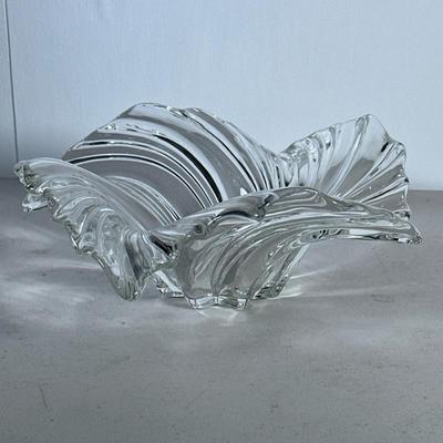 Crystal Glass Bowl | Crystal glass wave bowl or centerpiece. Possibly Mikassa "Belle Epoque". - h. 4.5 x l. 12 in
