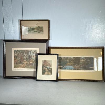 (4pc) Antique W. Nutting Photographs | Signed artwork by American artist/photographer Wallace Nutting. Color photographs of New England...