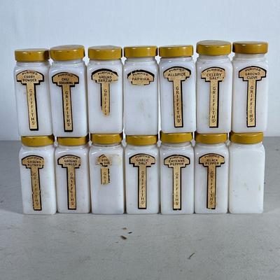 Vintage Spice Set | Griffith’s of Chicago labeled glass spice jars. 14 total. - h. 3.5 x w. 1.5 in (jar)