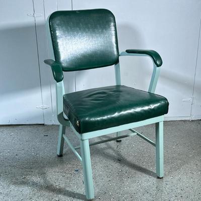 INVINCIBLE METAL & LEATHER ARMCHAIR | Green leather upholstered armchair with aluminum frame by Invincible Metal Furniture - h. 35 x...