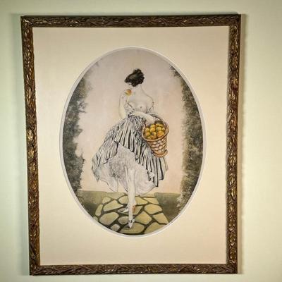 LOUIS ICART (19TH-20TH CENTURY) LITHOGRAPH | Le Panier De Pommes or Apple Girl. Louis Icart. Lithograph. 16.5 x 13 in. Sight. Print...